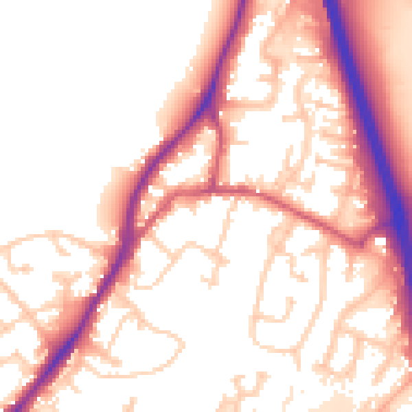 Daytime road noise heatmap for GU19 5AY