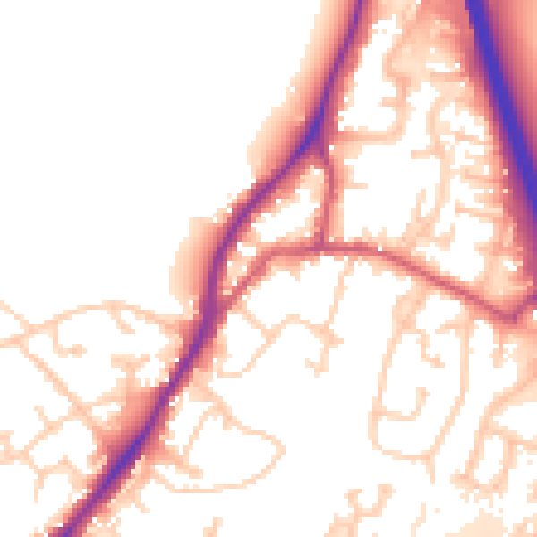 Daytime road noise heatmap for GU19 5AZ