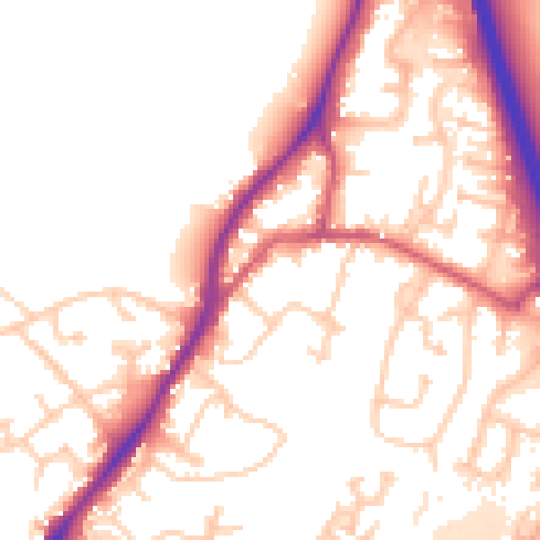 Daytime road noise heatmap for GU19 5BA