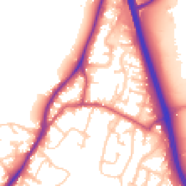 Daytime road noise heatmap for GU19 5BE