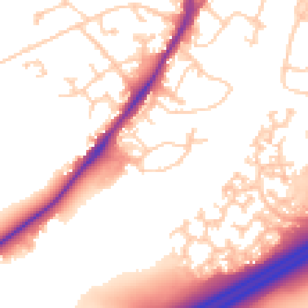 Daytime road noise heatmap for GU19 5BL