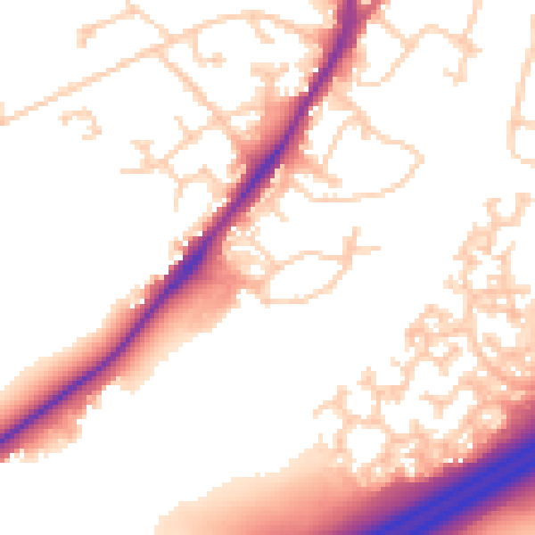 Daytime road noise heatmap for GU19 5BN