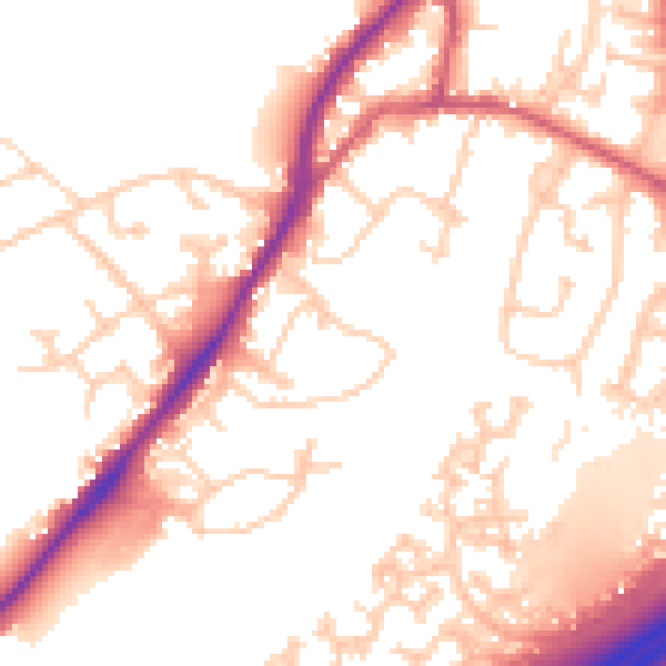 Daytime road noise heatmap for GU19 5BP