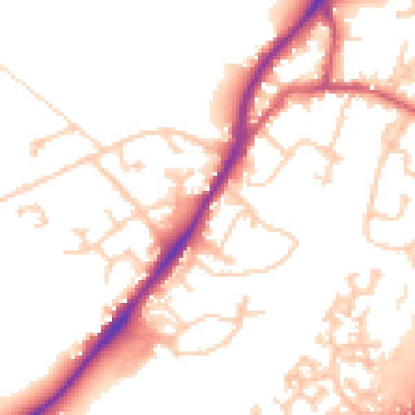 Daytime road noise heatmap for GU19 5BT