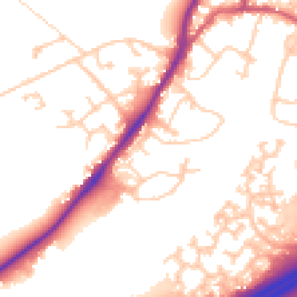Daytime road noise heatmap for GU19 5BU