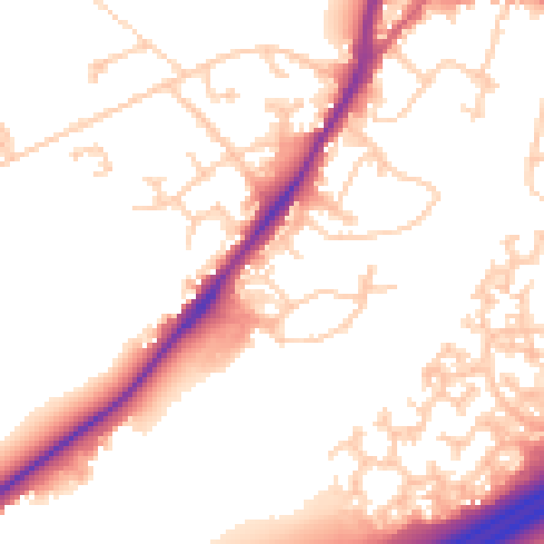 Daytime road noise heatmap for GU19 5BW