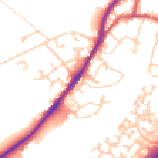 Daytime road noise heatmap for GU19 5BX