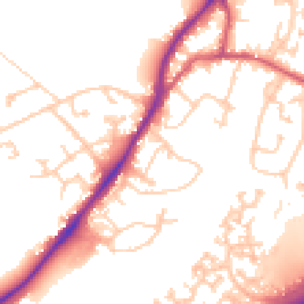 Daytime road noise heatmap for GU19 5DB