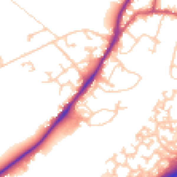 Daytime road noise heatmap for GU19 5DD