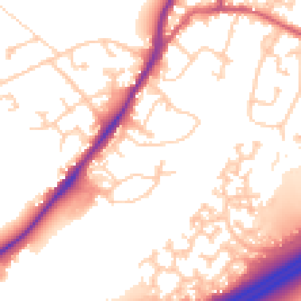 Daytime road noise heatmap for GU19 5DE