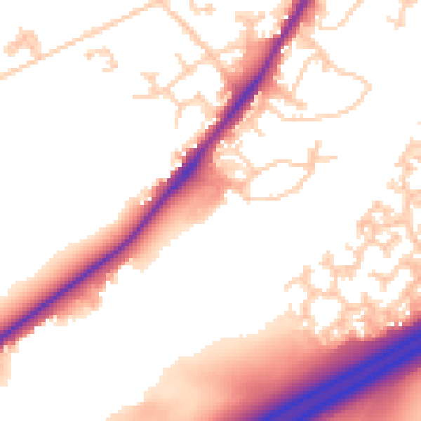 Daytime road noise heatmap for GU19 5DF