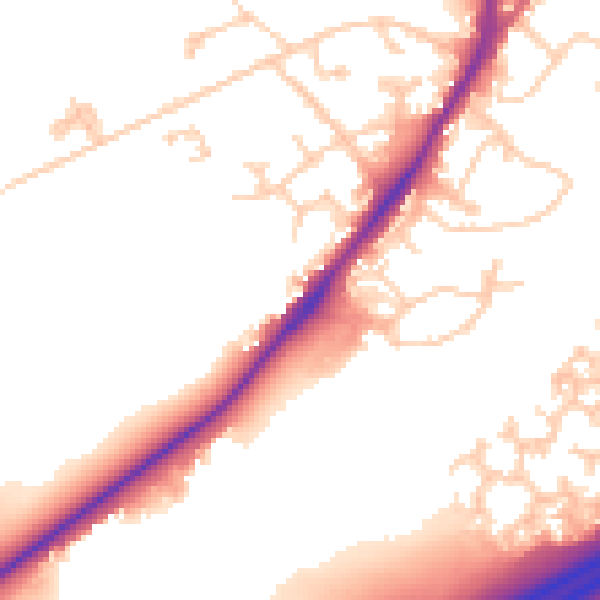 Daytime road noise heatmap for GU19 5DH