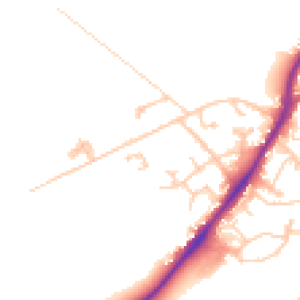 Daytime road noise heatmap for GU19 5DL
