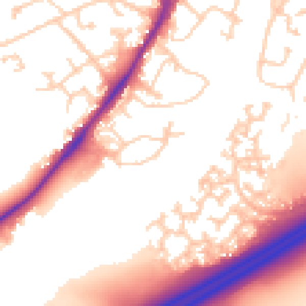 Daytime road noise heatmap for GU19 5DQ