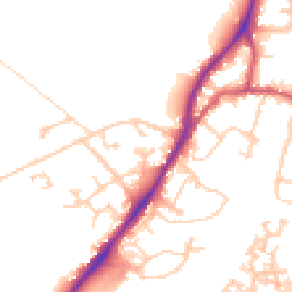 Daytime road noise heatmap for GU19 5DR