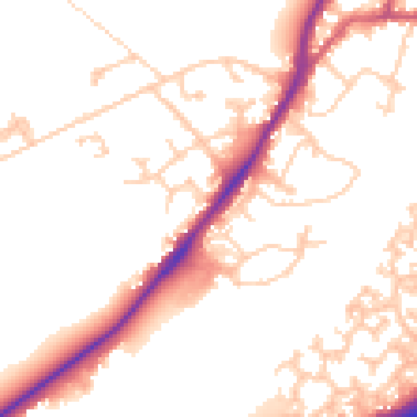 Daytime road noise heatmap for GU19 5DS