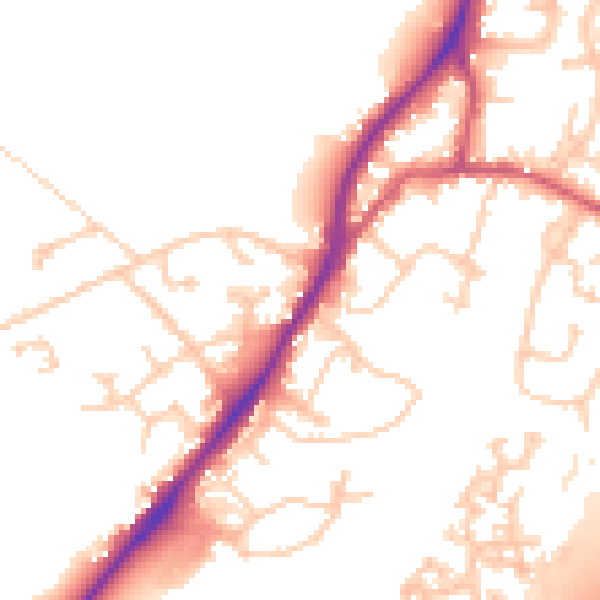 Daytime road noise heatmap for GU19 5DT