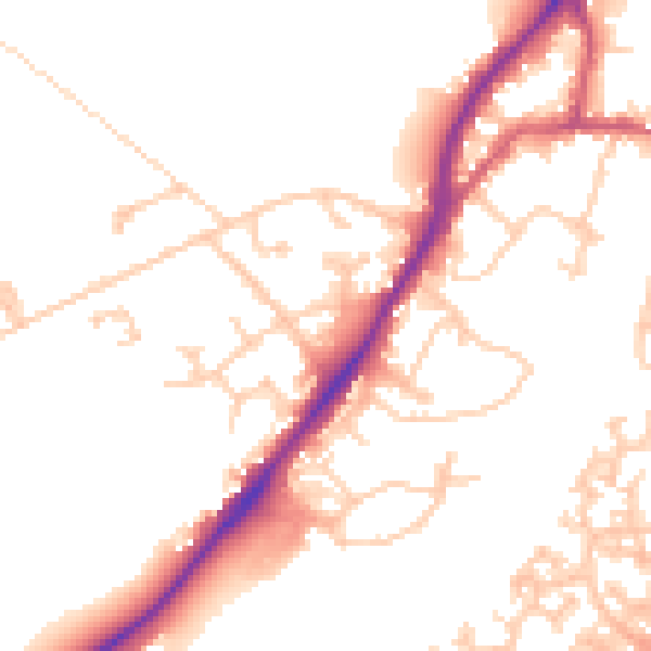 Daytime road noise heatmap for GU19 5DU