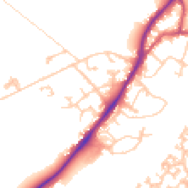 Daytime road noise heatmap for GU19 5DX