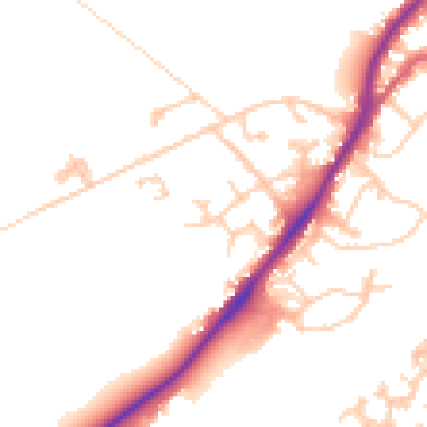Daytime road noise heatmap for GU19 5DY