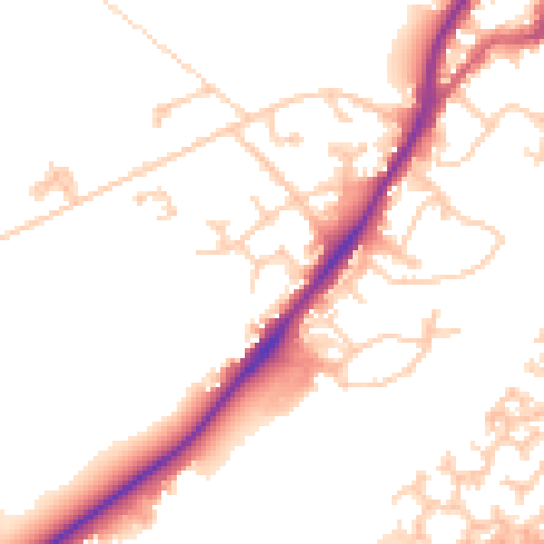 Daytime road noise heatmap for GU19 5DZ
