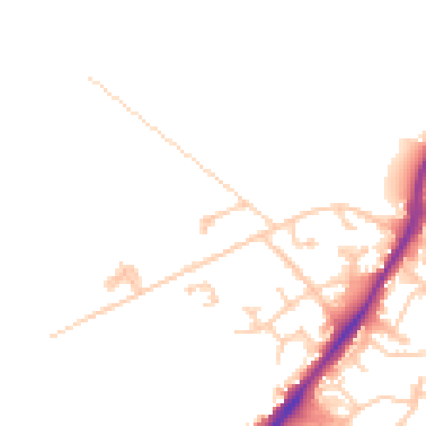 Daytime road noise heatmap for GU19 5EL