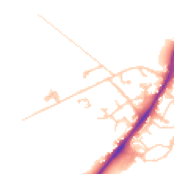 Daytime road noise heatmap for GU19 5EW