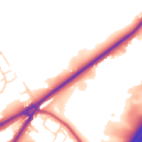 Daytime road noise heatmap for GU19 5EX