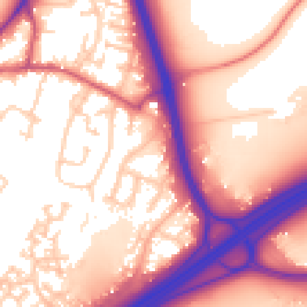 Daytime road noise heatmap for GU19 5FP