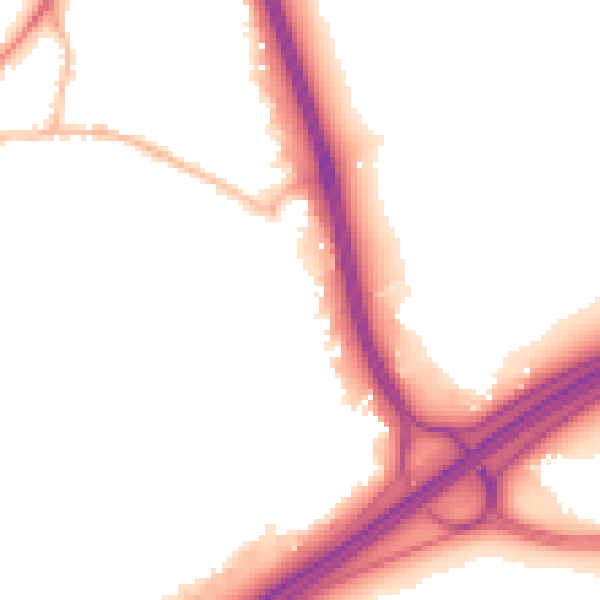 Night-time road noise heatmap for GU19 5FP