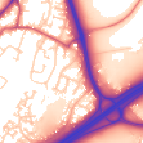Daytime road noise heatmap for GU19 5FQ