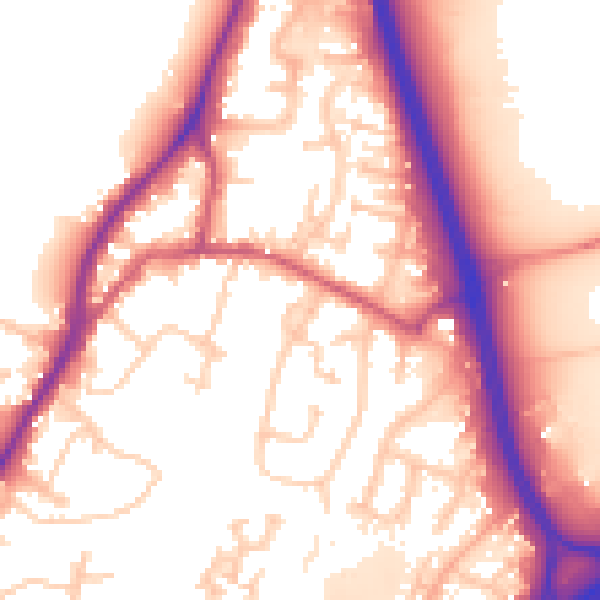 Daytime road noise heatmap for GU19 5JP
