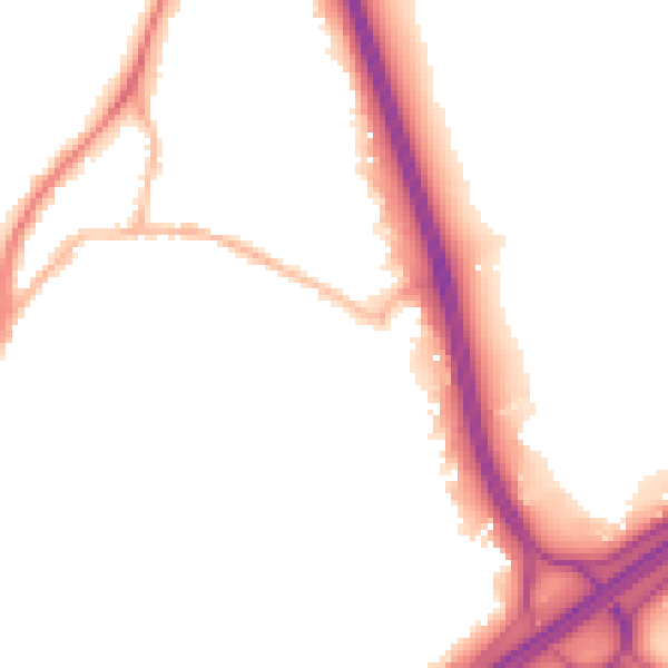 Night-time road noise heatmap for GU19 5JU