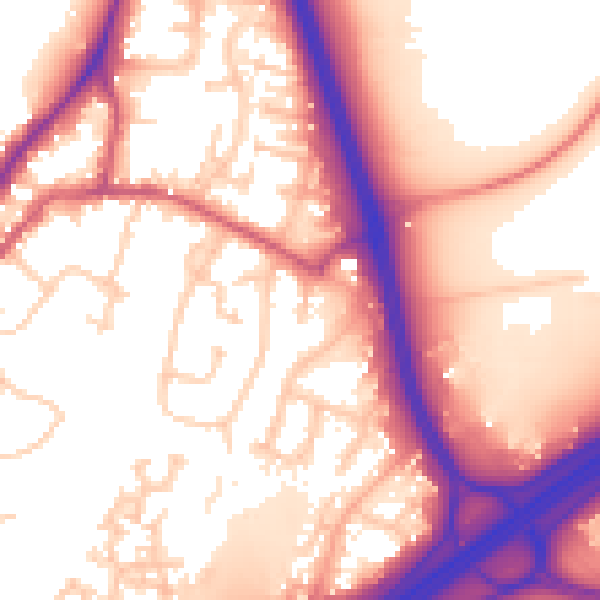 Daytime road noise heatmap for GU19 5LB