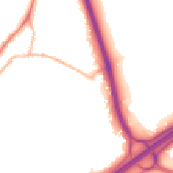 Night-time road noise heatmap for GU19 5LB