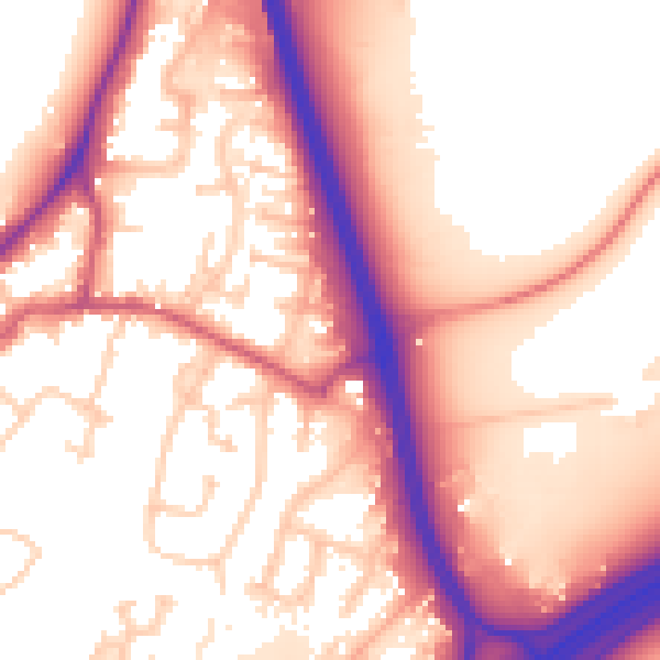 Daytime road noise heatmap for GU19 5NE