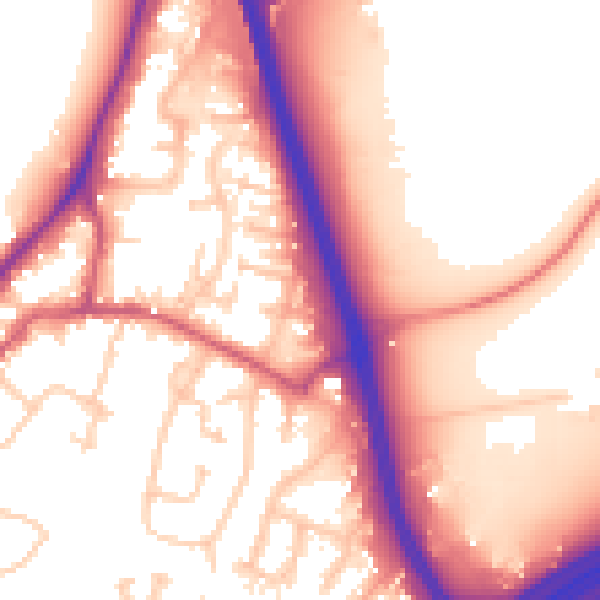 Daytime road noise heatmap for GU19 5NF