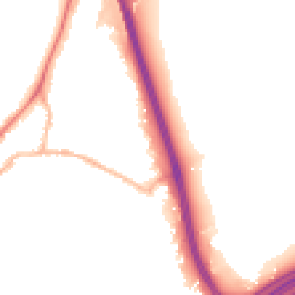 Night-time road noise heatmap for GU19 5NF