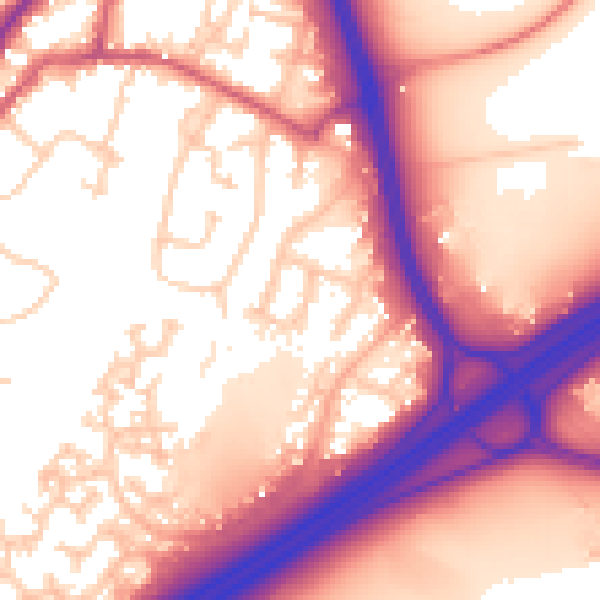Daytime road noise heatmap for GU19 5NW