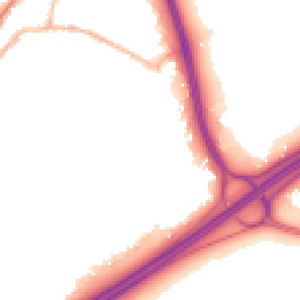 Night-time road noise heatmap for GU19 5NW