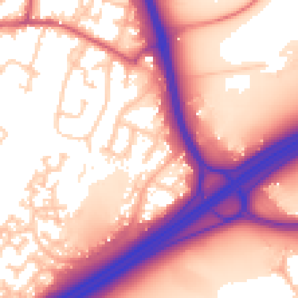 Daytime road noise heatmap for GU19 5NX