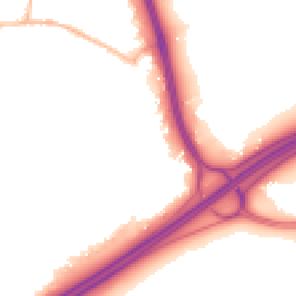 Night-time road noise heatmap for GU19 5NX
