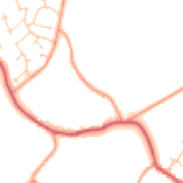 Daytime road noise heatmap for GU20 6AB