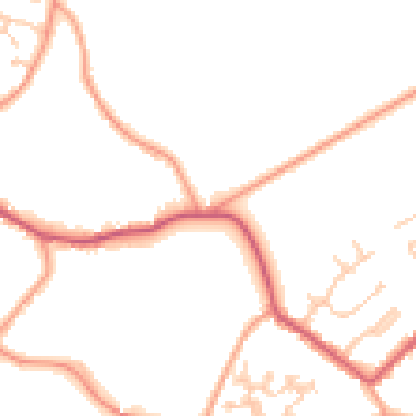 Daytime road noise heatmap for GU20 6AE
