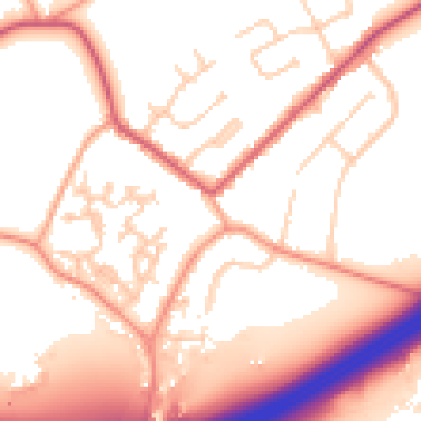 Daytime road noise heatmap for GU20 6AF