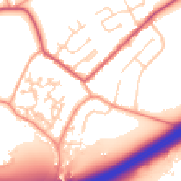 Daytime road noise heatmap for GU20 6AG