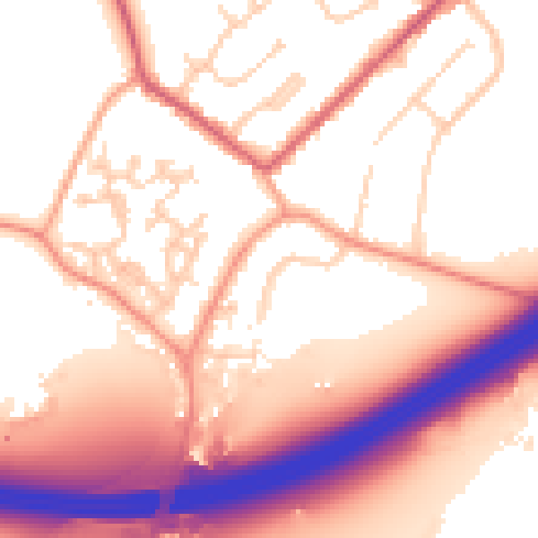 Daytime road noise heatmap for GU20 6AL