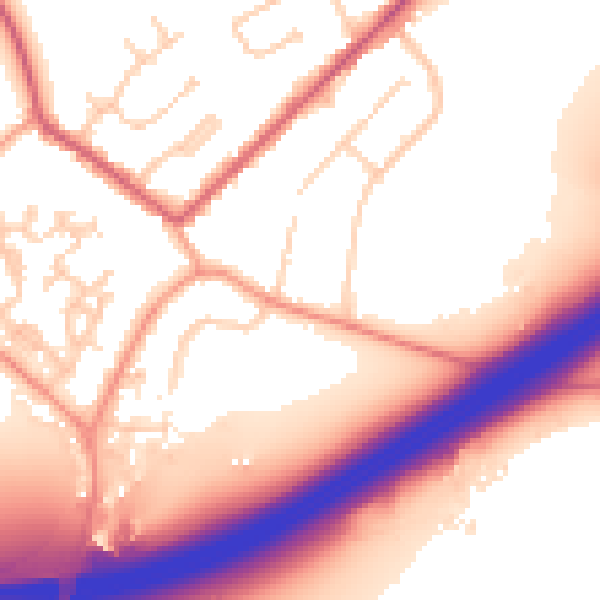 Daytime road noise heatmap for GU20 6AN