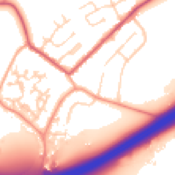 Daytime road noise heatmap for GU20 6AQ