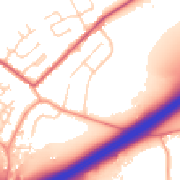 Daytime road noise heatmap for GU20 6AR